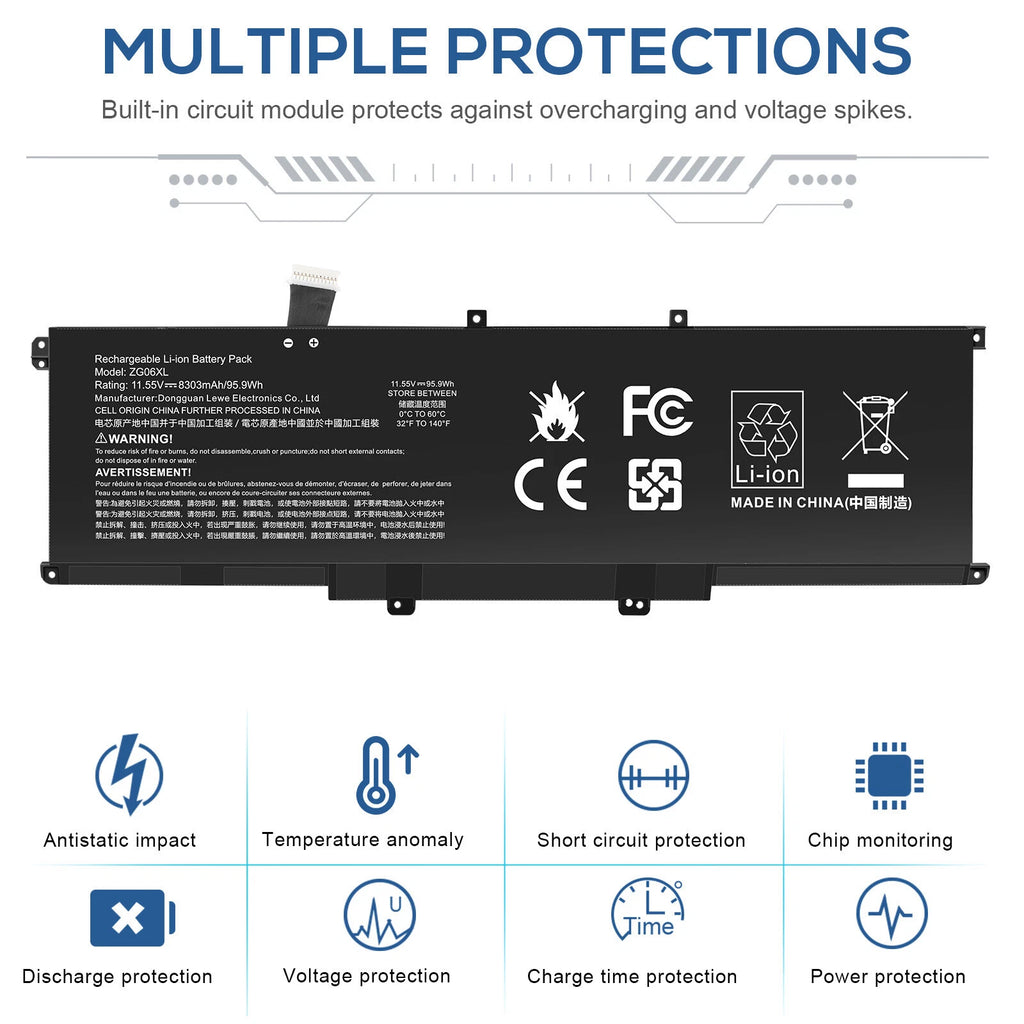 ZG06XL 95.9Wh Laptop Battery For HP EliteBook 1050 G1 ZBook Studio X360 G5 Serie