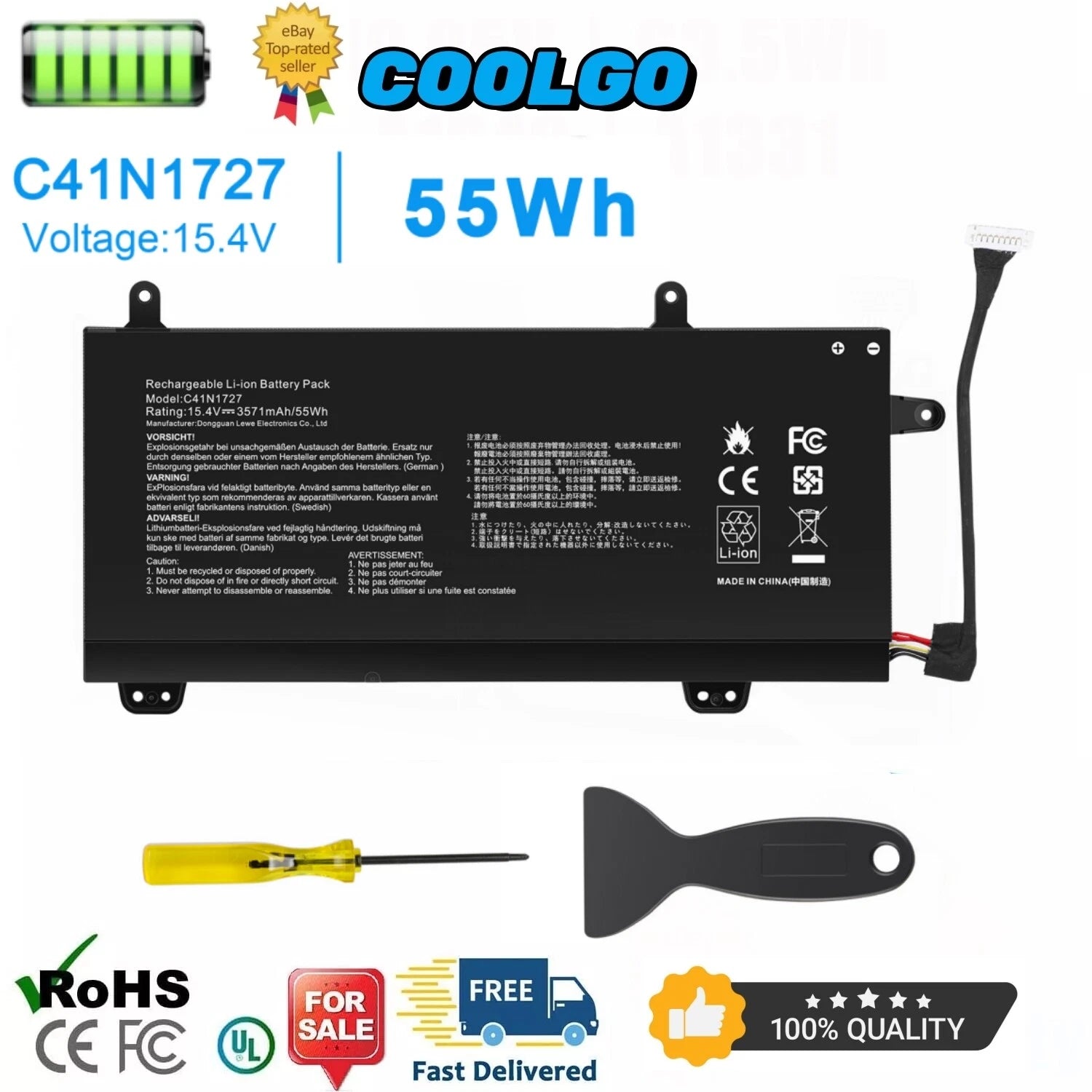 C41N1727 BATTERY FOR ASUS ROG Zephyrus GM501 GM501G ROG GU501 GU501G GZ024T