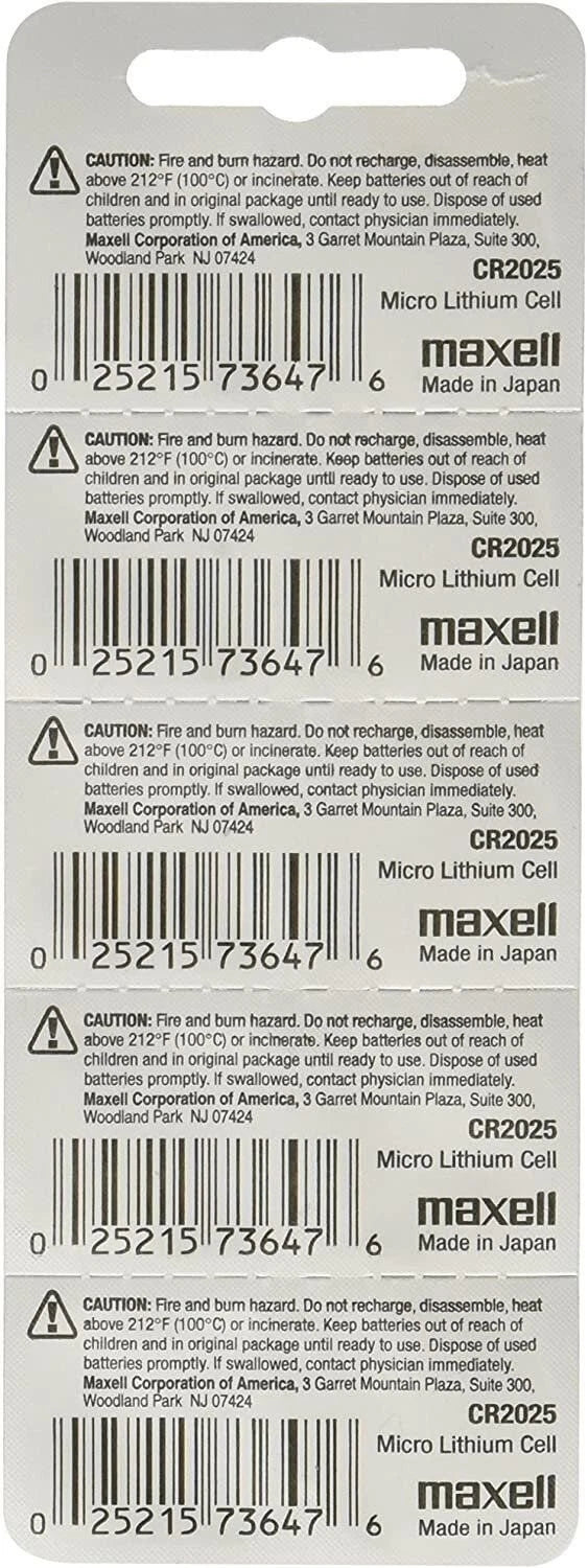 Maxell CR2025 Lithium 3V Batteries (Pack of 15)