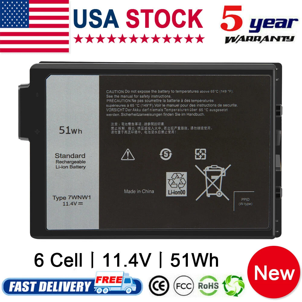 For Dell Latitude 5420 5424 7424 Rugged 11.4V 51Wh Battery GK3D3 7WNW1