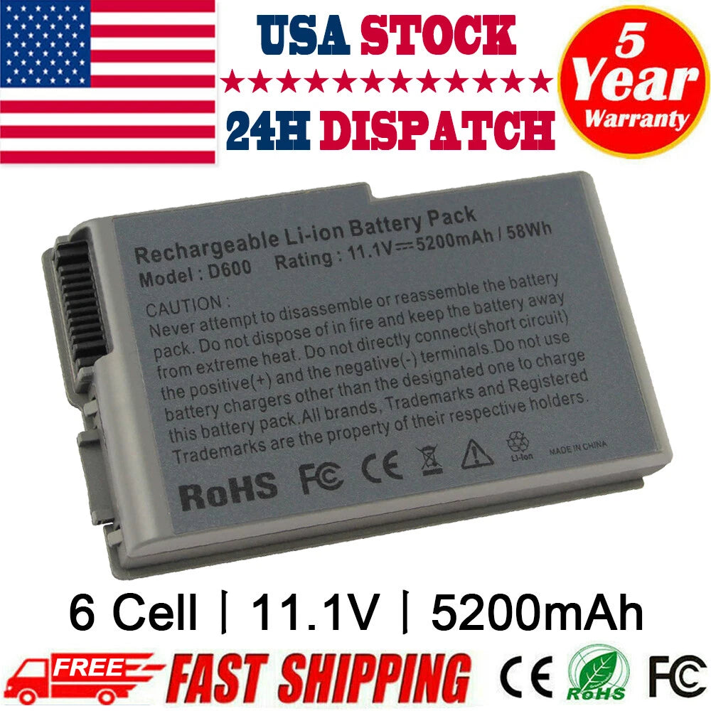 Battery for Dell Latitude D520 D500 D530 D600 D610 D600m C1295 Precision M20