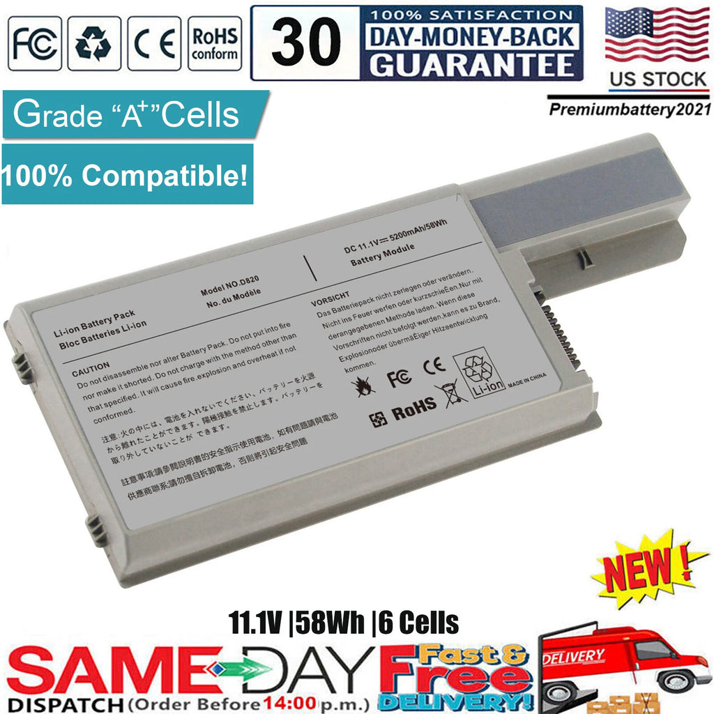 6 Cell Laptop Battery for Dell Latitude D531 D531N D820 D830 TC030 CF623 YD626