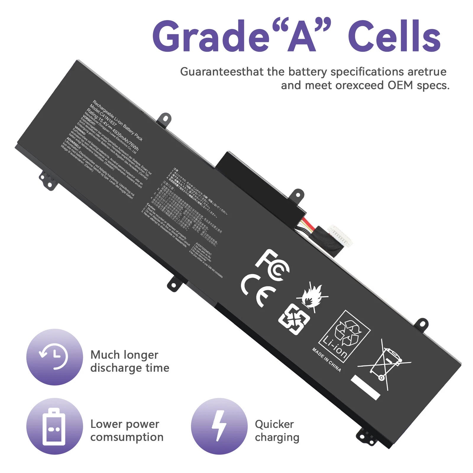 Battery C41N1837 For ASUS ROG Zephyrus GU502G GU502GV GA502DU GX502GV 76Wh