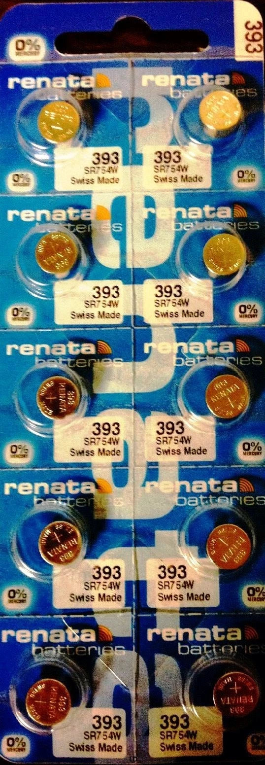393 RENATA SR754W (10 piece) WATCH BATTERY New packaging Authorized Seller