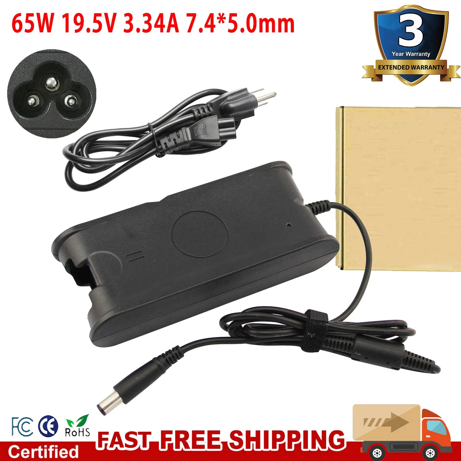 For Dell Latitude E5470 E5550 E5570 Laptop Ac Power Adapter Charger & Cord 65W