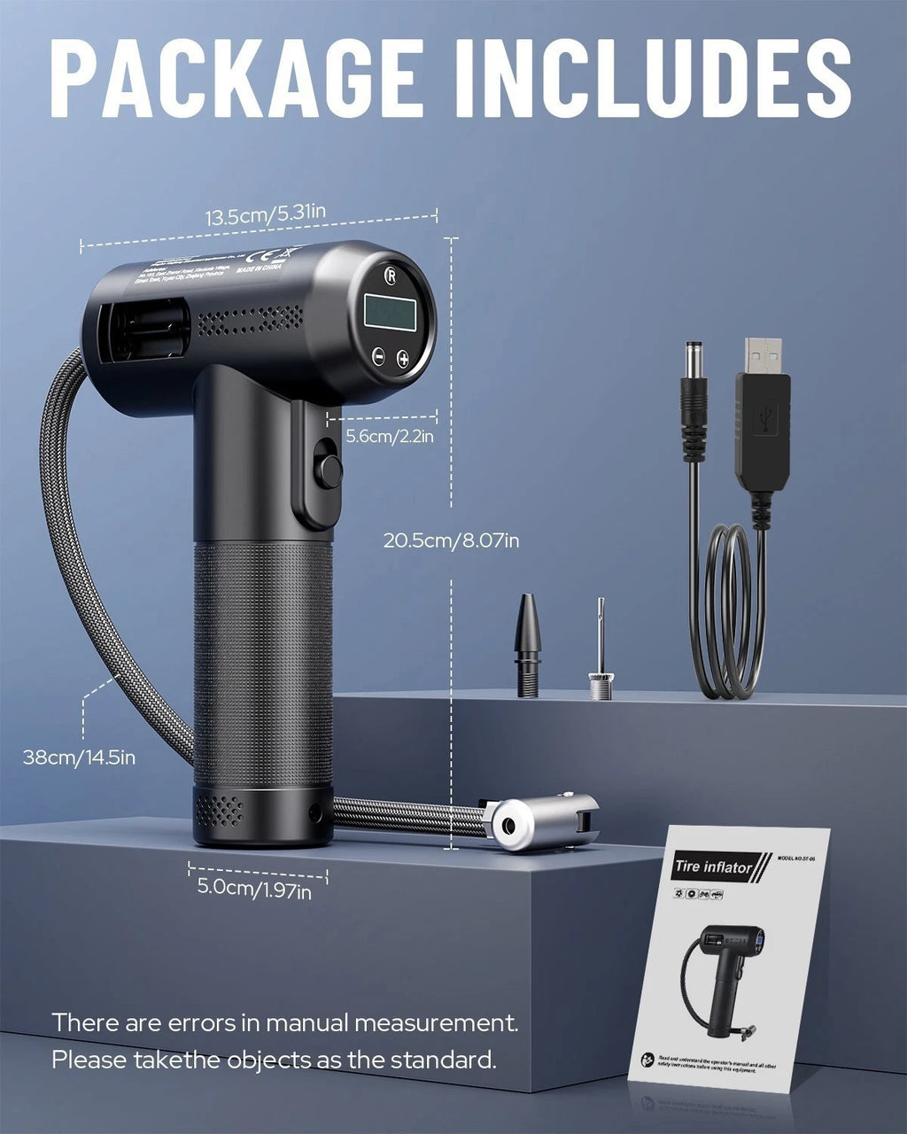 Hand Rechargeable Pump Cordless Digital Car Tire Inflator Tire Air Compressor