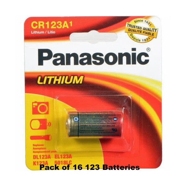 16x Panasonic CR123A 123 CR123 3V Lithium Batteries for Flashlights, Cameras