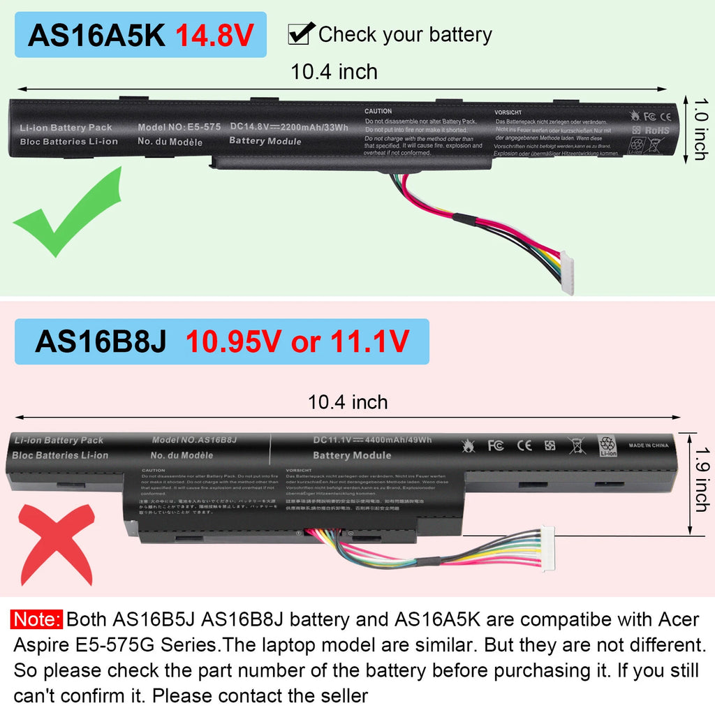 E5-575G Battery for Acer Aspire E15 Series 15.6" Laptop S16A7K AS16A5K AS16A8K