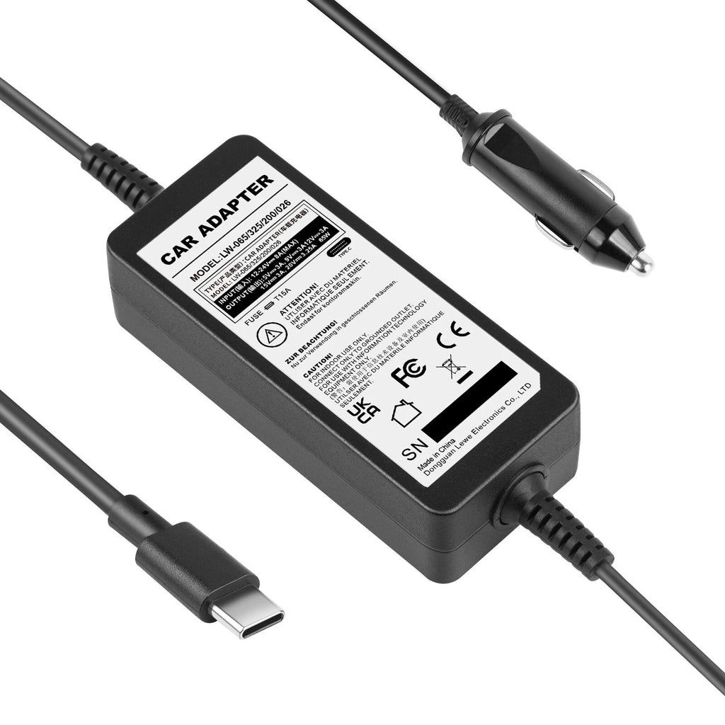 Power Supply TYPE C USB-C DC In-Car Power Adapter Charger For 65W Laptop Devices