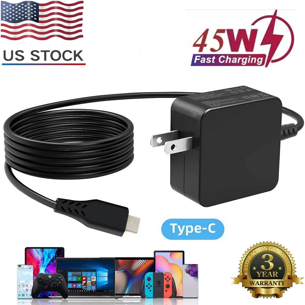 45W Type-C USB-C Laptop Charger for HP Chromebook Lenovo Dell Samsung Switch US