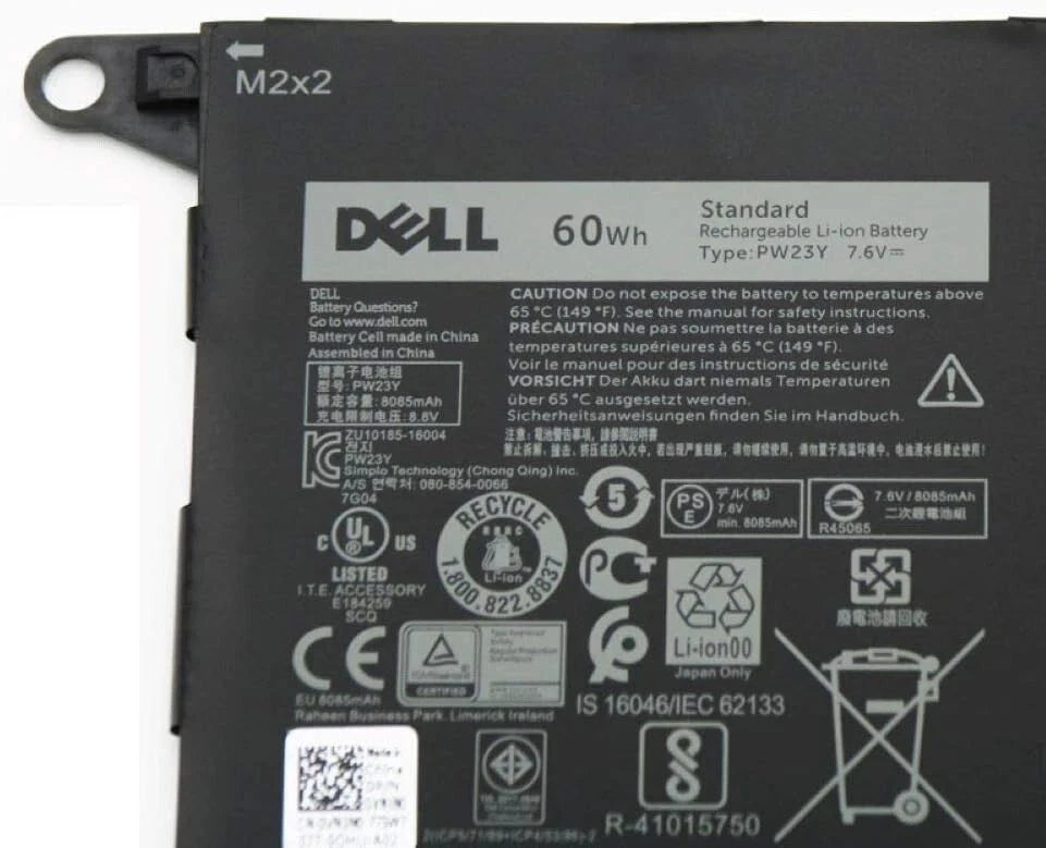 OEM PW23Y Battery For Dell XPS 13 9360 D1605G 0RNP72 0TP1GT 0PW23Y 60Wh NEW