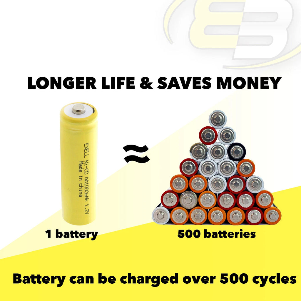 AA 1.2V 1000mAh Button Top Rechargeable Battery for LED Lights, Hobby, Alarms