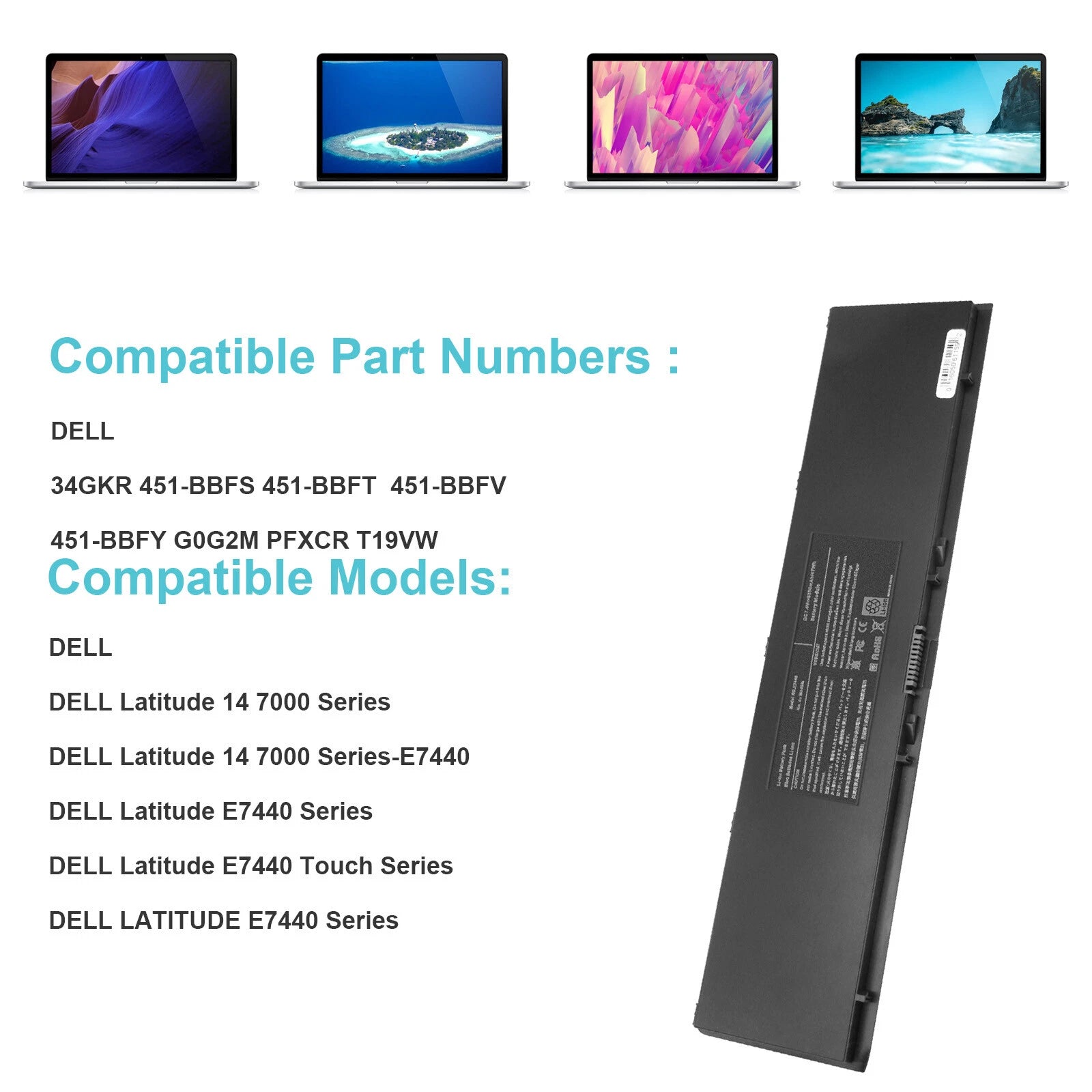 47Wh E7420 E7440 E7450 Battery Latitude Ultrabook 7000 PFXCR F38HT for Dell