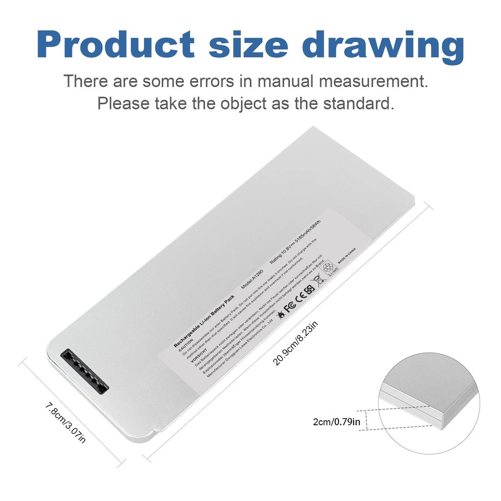 6 Cell Battery For Apple A1280 A1278 Macbook 13''Aluminum Unibody (2008 Version)