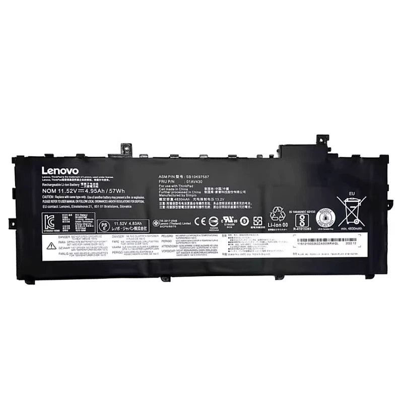 New Genuine 01AV430 01AV494 Battery for Lenovo ThinkPad X1 Carbon 5th 6th Gen