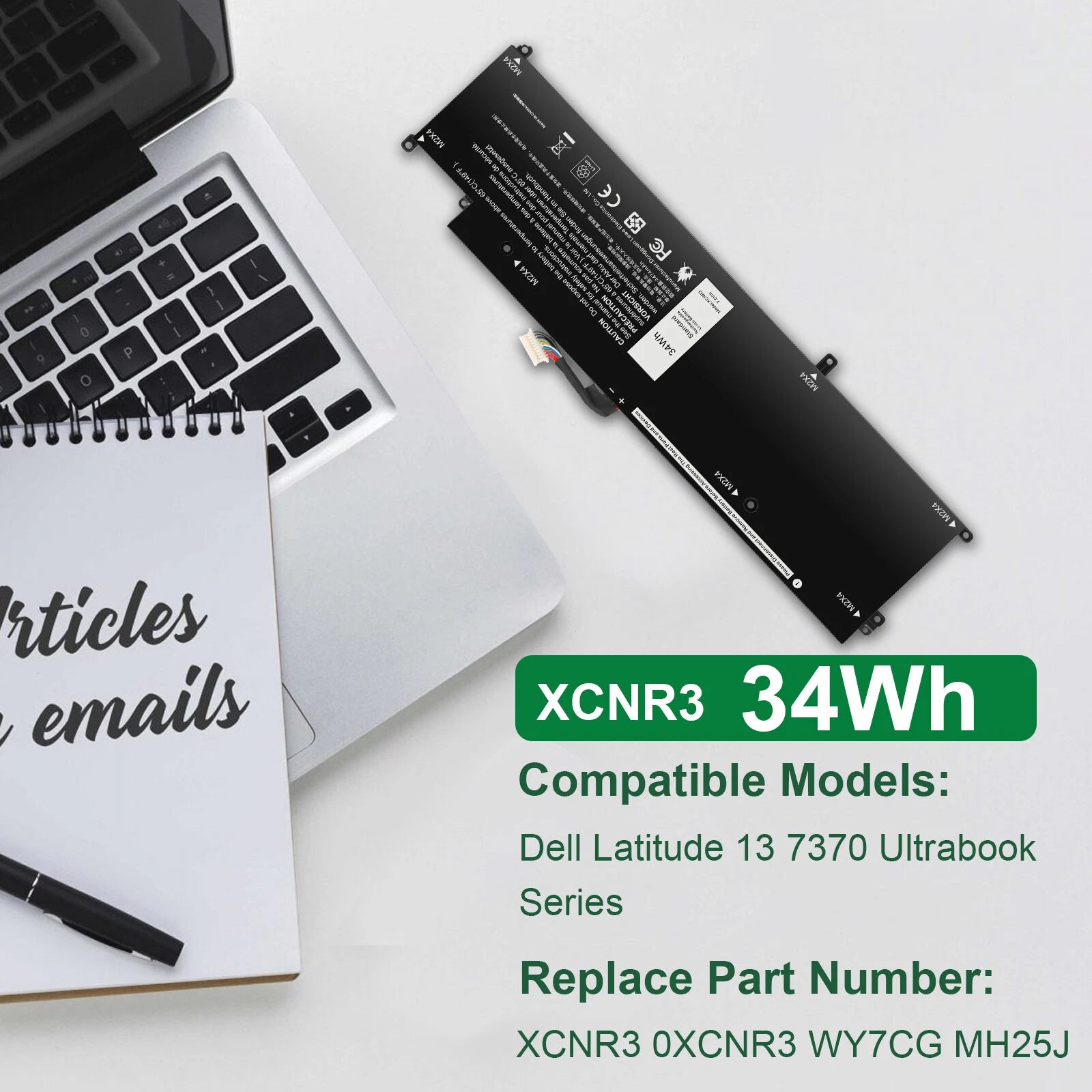 34Wh 7.6V Laptop Battery For Dell Latitude 13 7370 E7370 Series Type:XCNR3 WY7CG