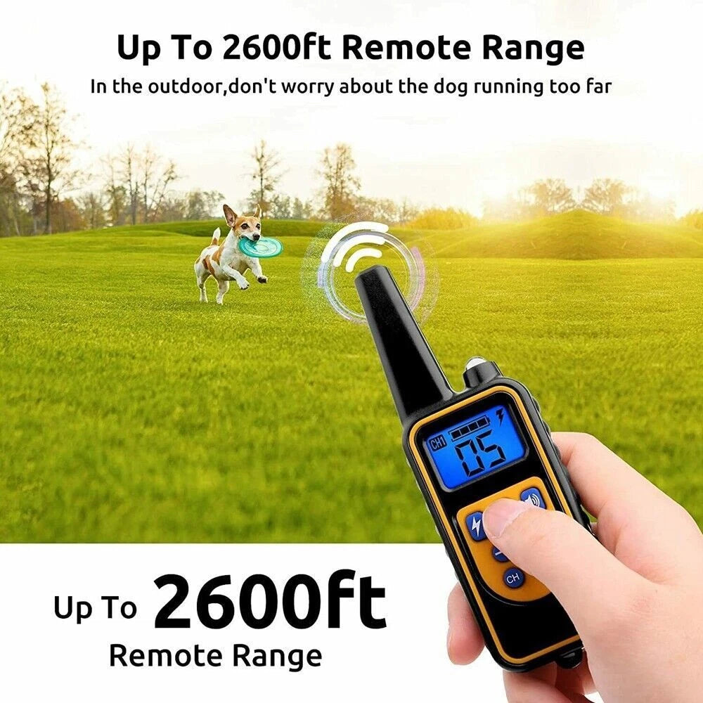 Dog Pet Training Collar Rechargeable Waterproof Electric Shock Anti Bark R800m