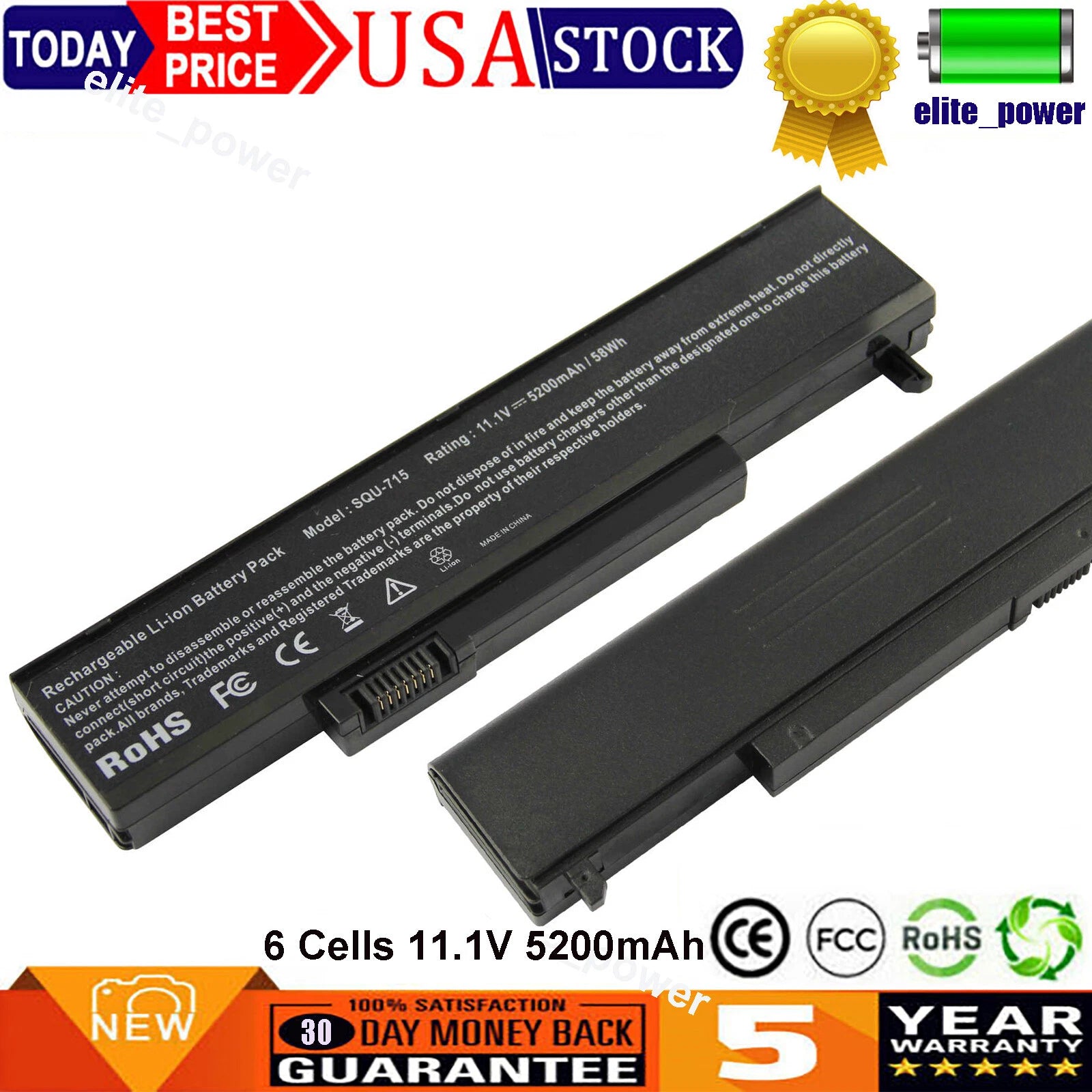 Battery For Gateway SQU-715 SQU-720 W35044LB W35044LB-SP W35044LB-SY W35052LB