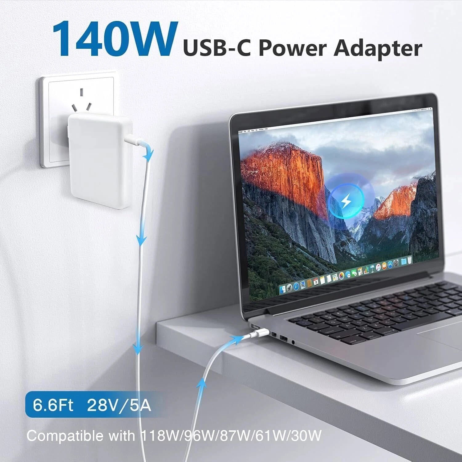 For MacBook Pro 61W USB-C Laptop Charger 87W 96W Mac Air Power Adapter 2018-2023