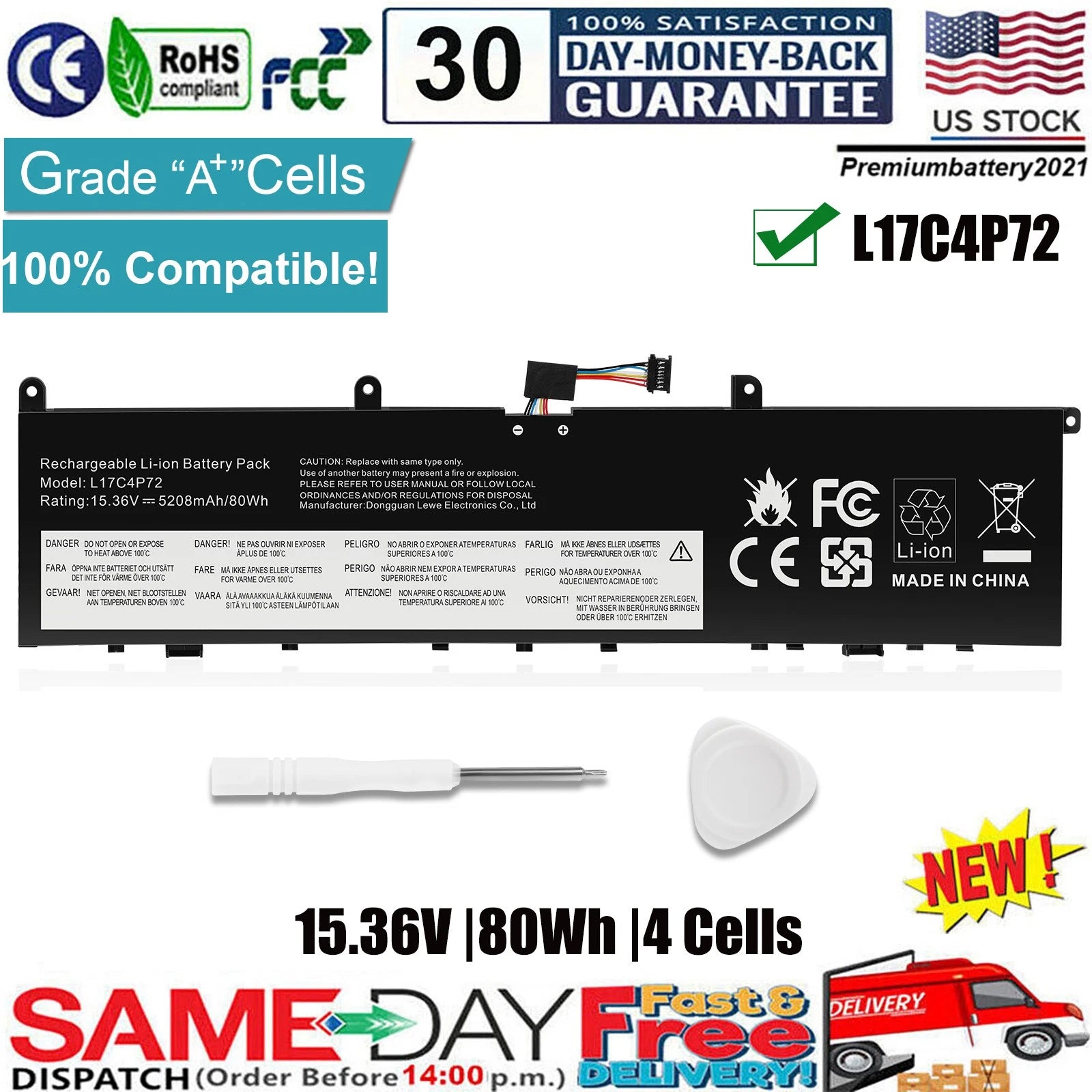 L18M4P71 Battery for Lenovo ThinkPad X1 Extreme 1st Gen/2nd Gen L17C4P72 01AY968