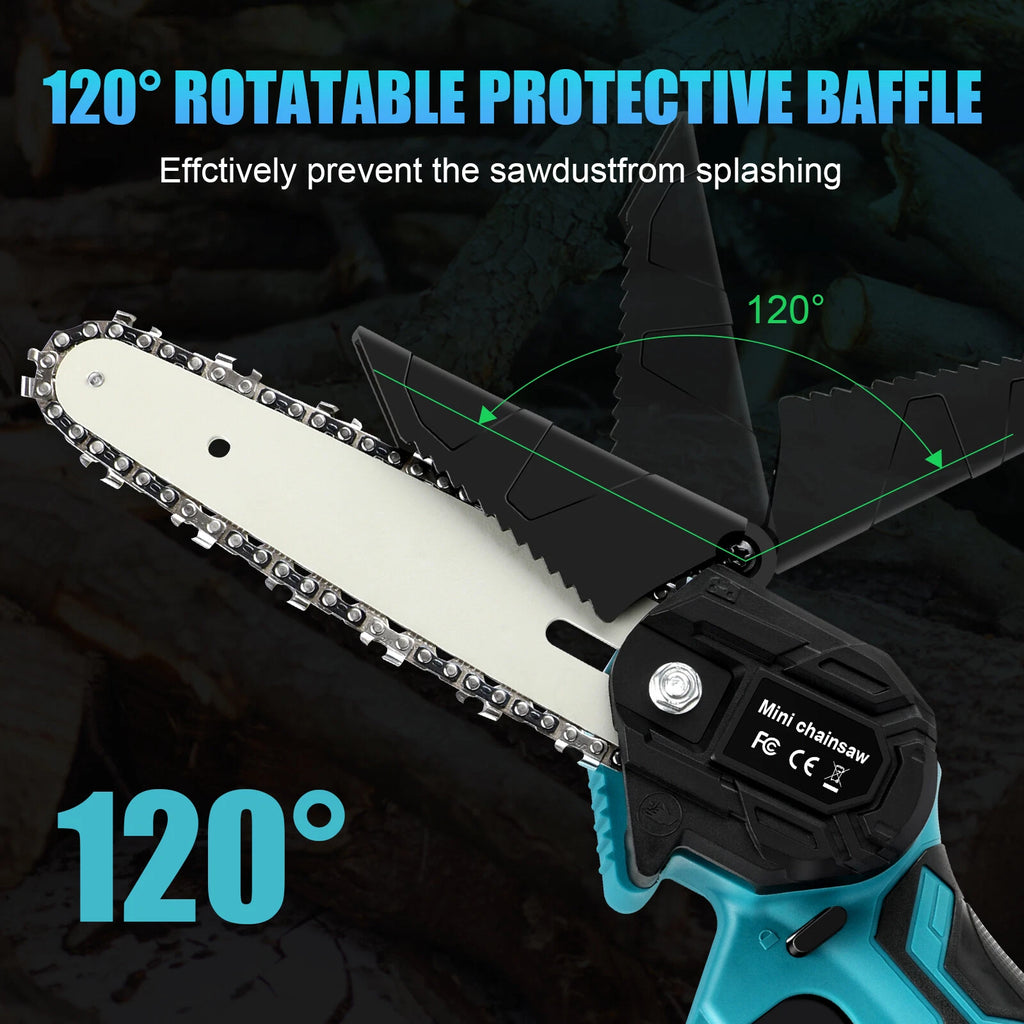 6" Electric Mini Chainsaw Handheld Cordless 550W 6Inch Wood Cutter 2 Battery US