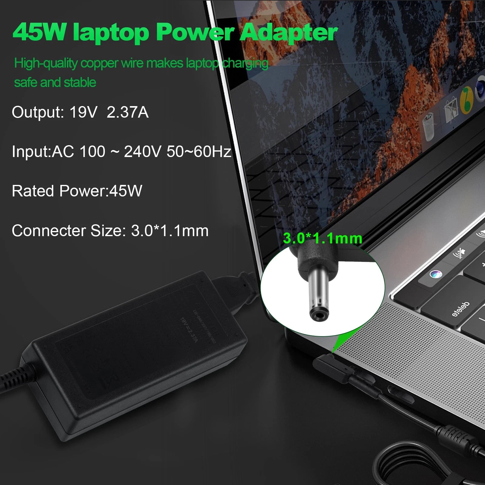 65W 19V 3.42A 3.0*1.1mm AC Power Adapter Charger For Acer C720 C720P PA-1650-80