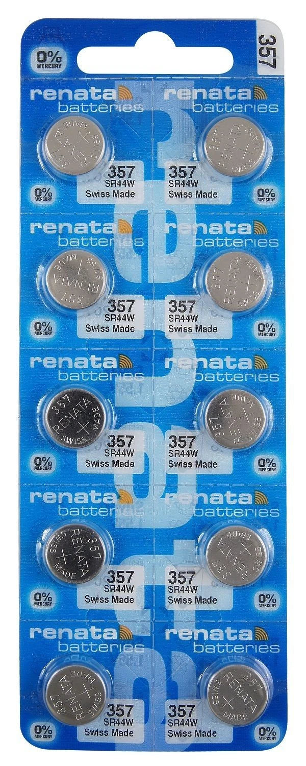 Renata 357 Silver Oxide 10 Batteries (SR44W)