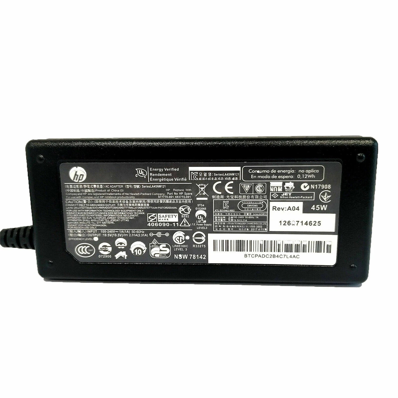 45W 19.5V 2.31A AC Adapter for HP Chromebook Envy 741727-001/740015-003 /OEM