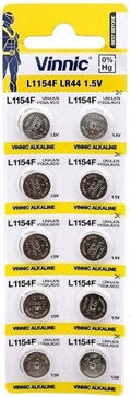 10 x Vinnic Size L1154 LR44 V357 357 AG13 Alkaline Watch Battery