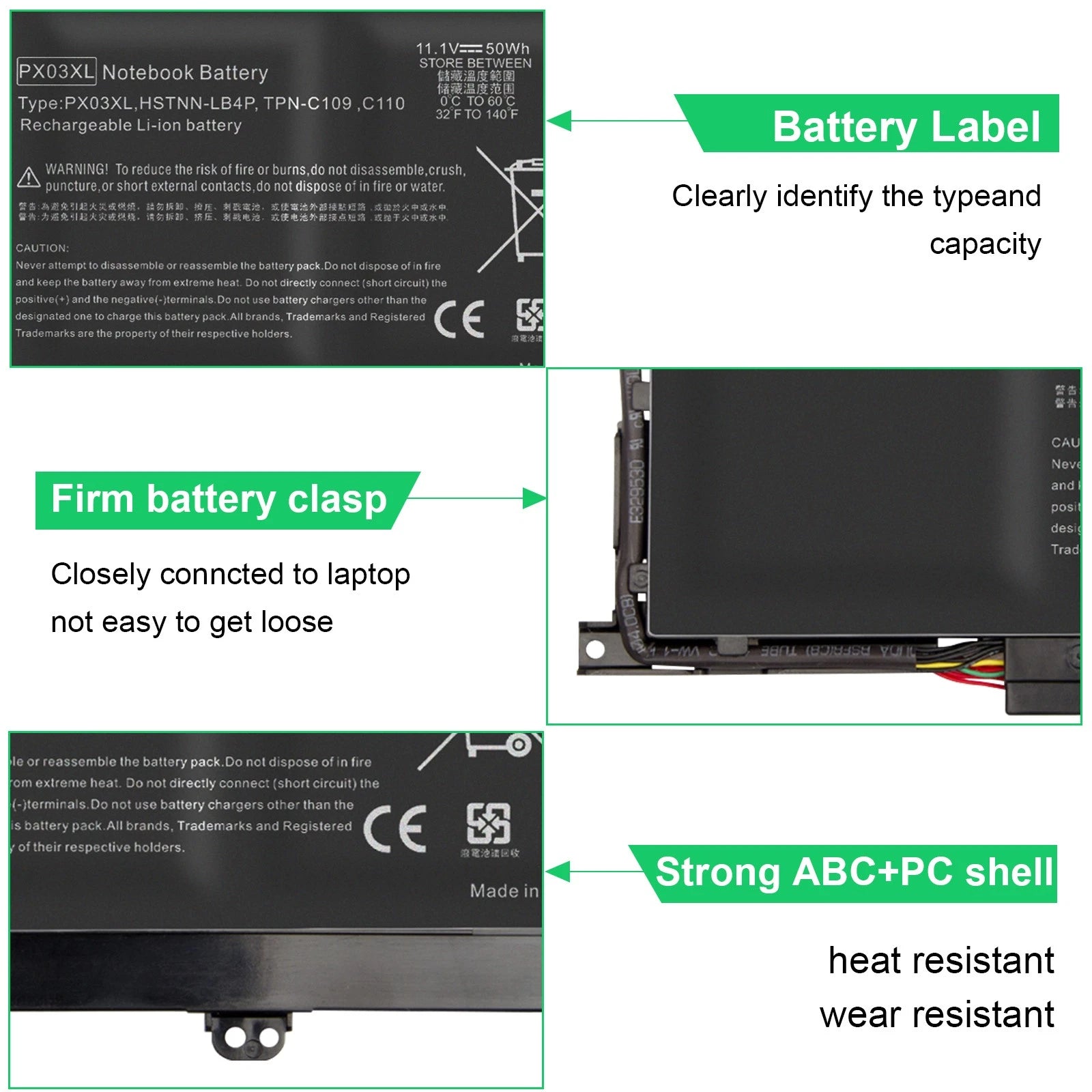 PX03XL Battery For HP ENVY Touchsmart 14 sleekbook /M6-K Series HSTNN-LB4P