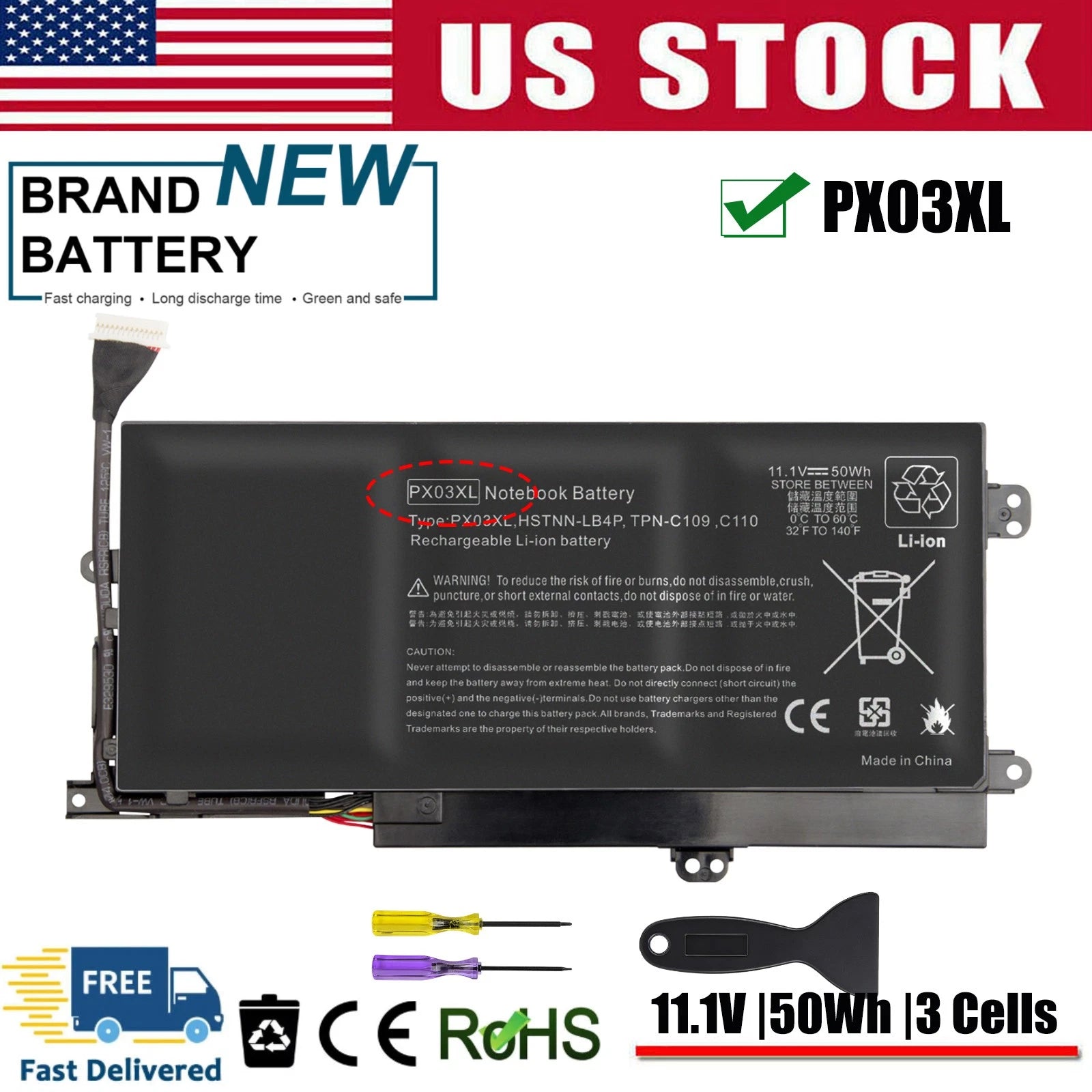 PX03XL Battery for HP Envy 14 Touchsmart 14-k M6-k Sleekbook 715050-001 TPN-C109