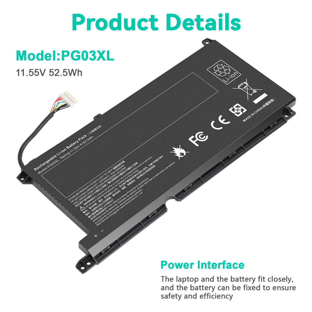 ?LOT OF PG03XL Battery For HP Pavilion Gaming 15-DK L48430-AC1 L48495-005 52.5Wh