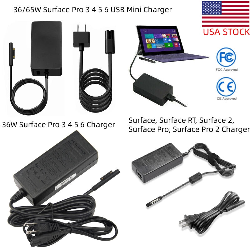 Charger For Microsoft Surface 2 RT Pro Windows 8 10.6 Tablet Surface Pro 3/4/5/6