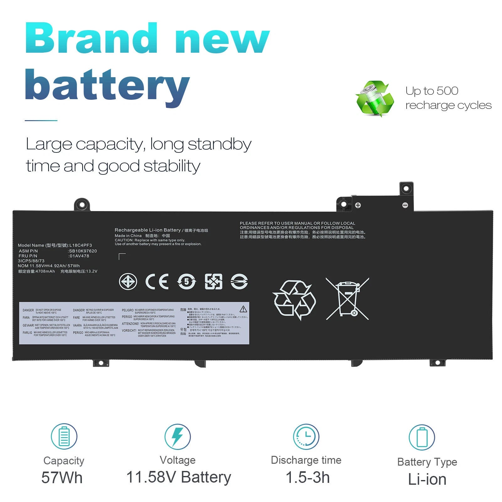 01AV478 Battery For Lenovo ThinkPad T480s 01AV479 01AV480 L17L3P71 L17M3P71