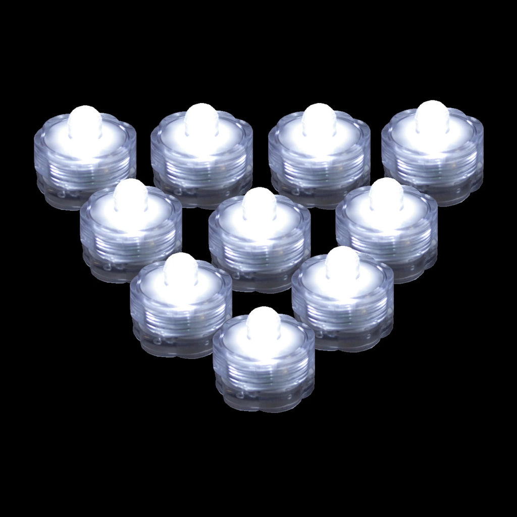 Submersible Waterproof Battery LED Tea Light ~ Wedding Decoration~WHITE~ 10 Pack
