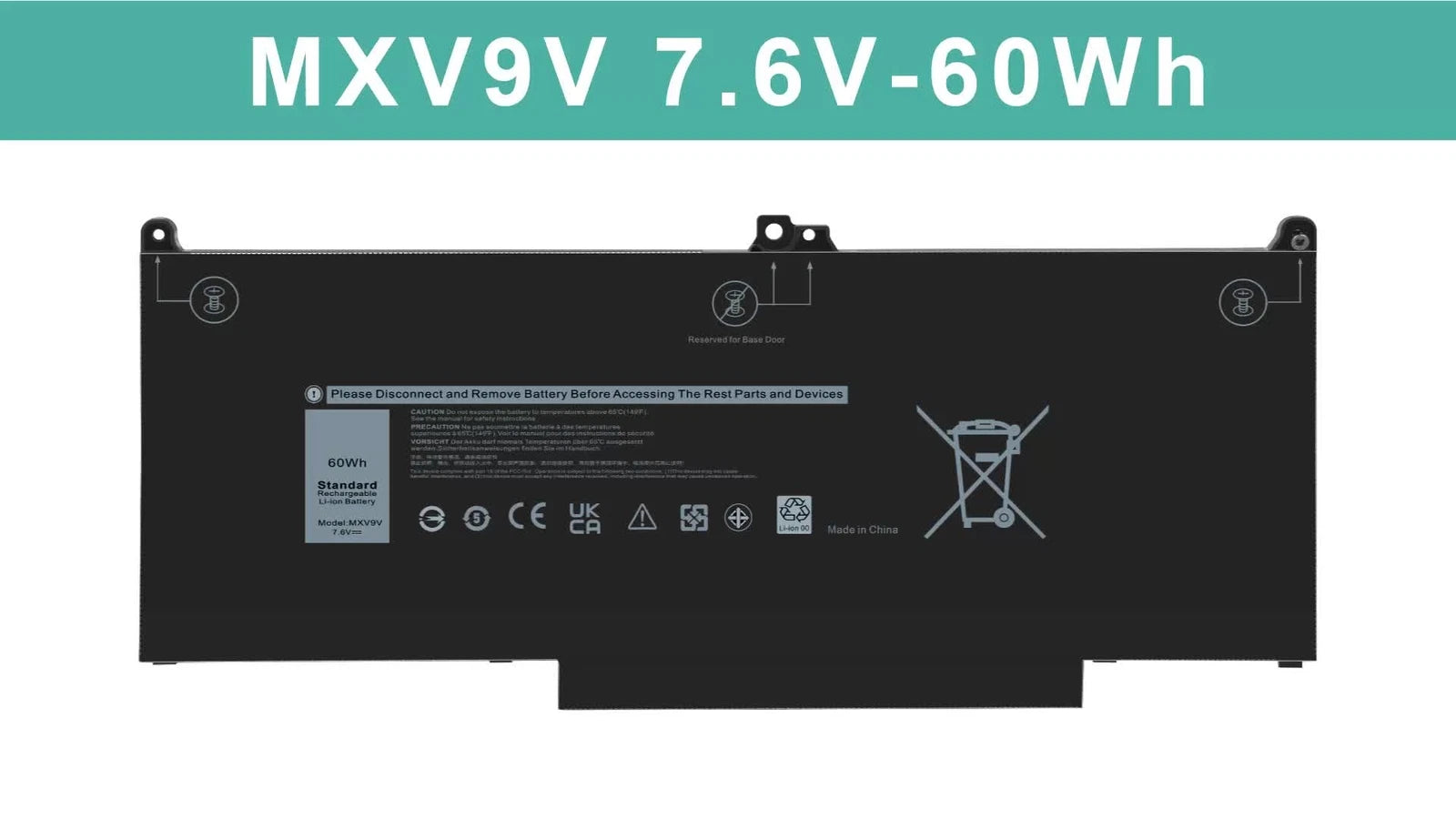 MXV9V Battery for Dell Latitude 5300 5310 7300 7400 7.6V 60Wh 5VC2M N2K62 Type