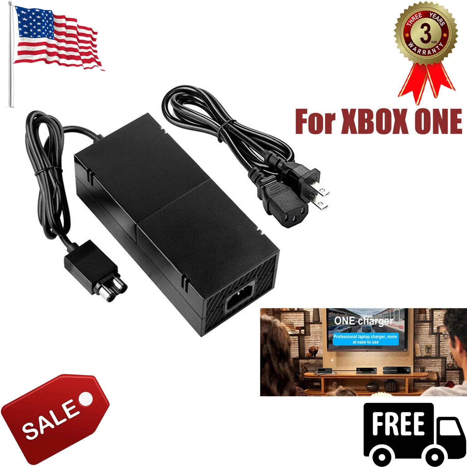 135W 12V AC Adapter for Microsoft XBox ONE Power Supply Charger Brick Cord US