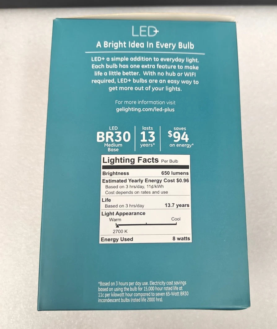 GE Lighting BR30 LED Battery Back Up Bulb 65W Replacement 8W - Soft White