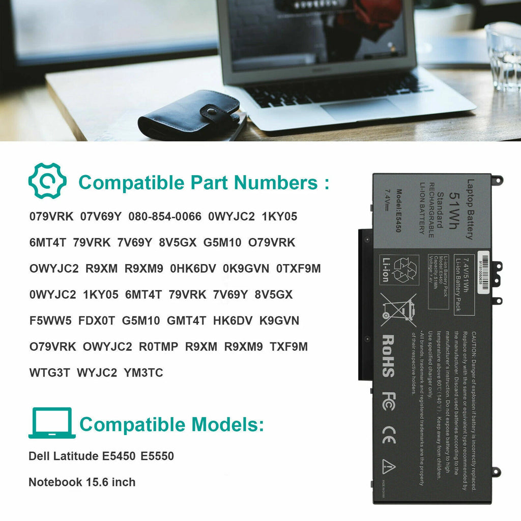 G5M10 Battery for Dell Latitude E5450 E5250 E5550 15.6" 8V5GX R9XM9 WYJC2 7.4V