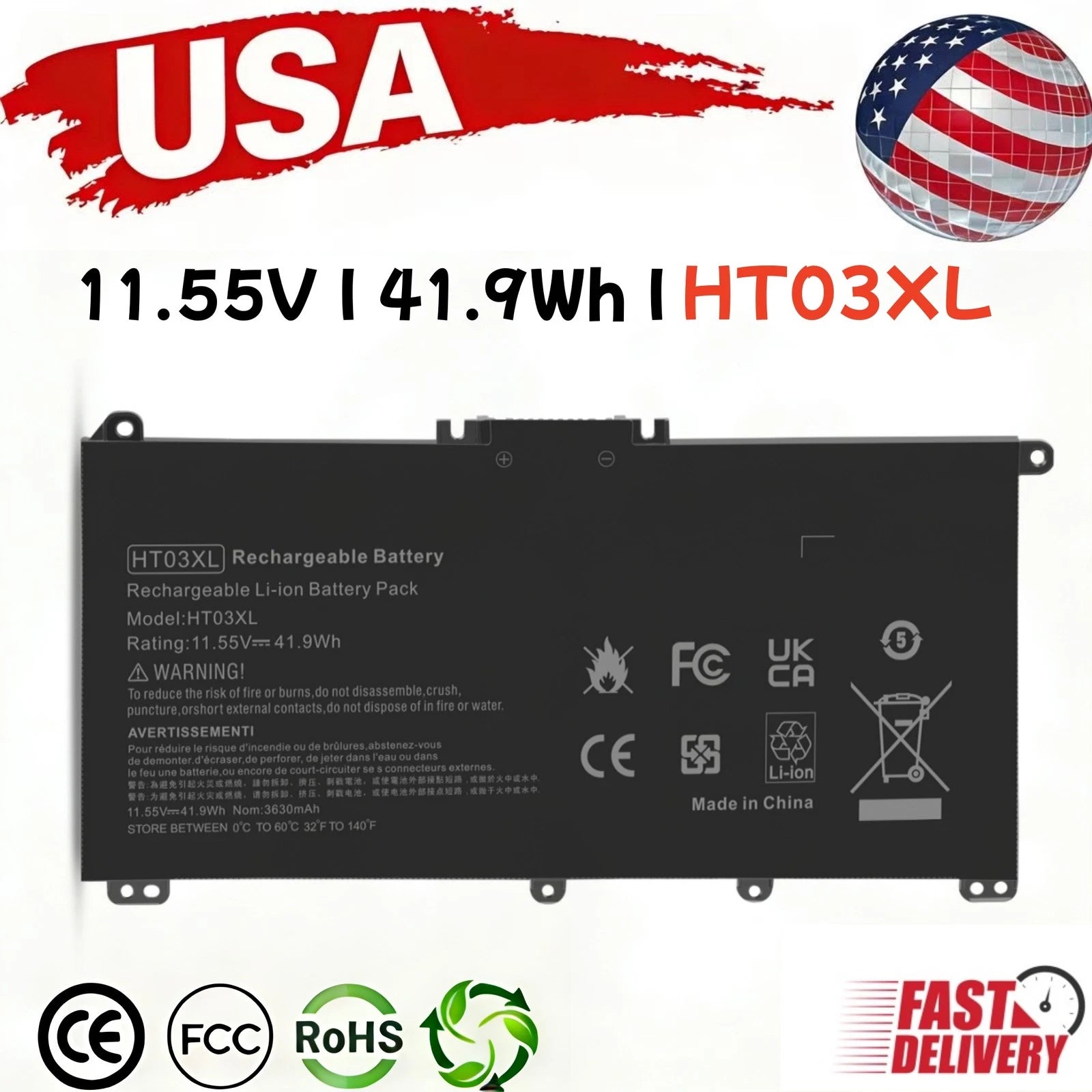 ?HT03XL Battery for HP 240 245 250 255 G7 Series Pavilion 14-DQ0000 HSTNN-IB8O