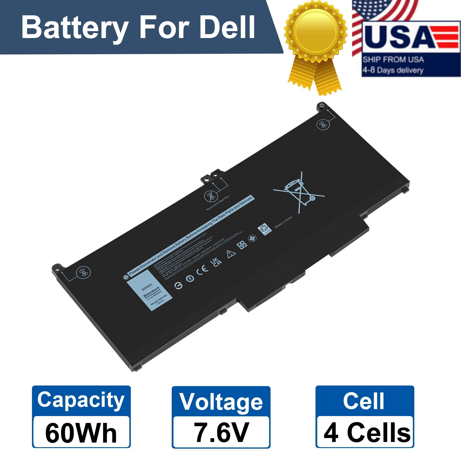 ??LOT 100x MXV9V Battery For Dell Latitude 5300 5310 7300 7400 5VC2M N2K62 60Wh