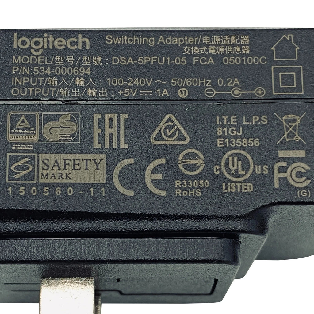 NEW Genuine Logitech DSA-5PFU1-05 FCA 050100C 5W 5V 1A AC Adapter 534-000694 4mm