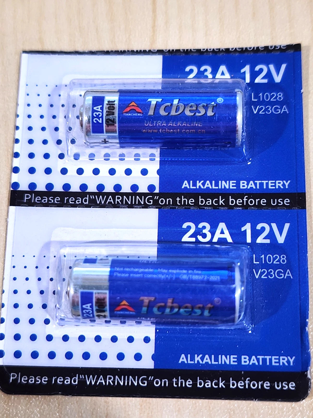 2 x Tcbest 23A A23 12v Alkaline Battery MN21 MN23 L1028 23A 23GA