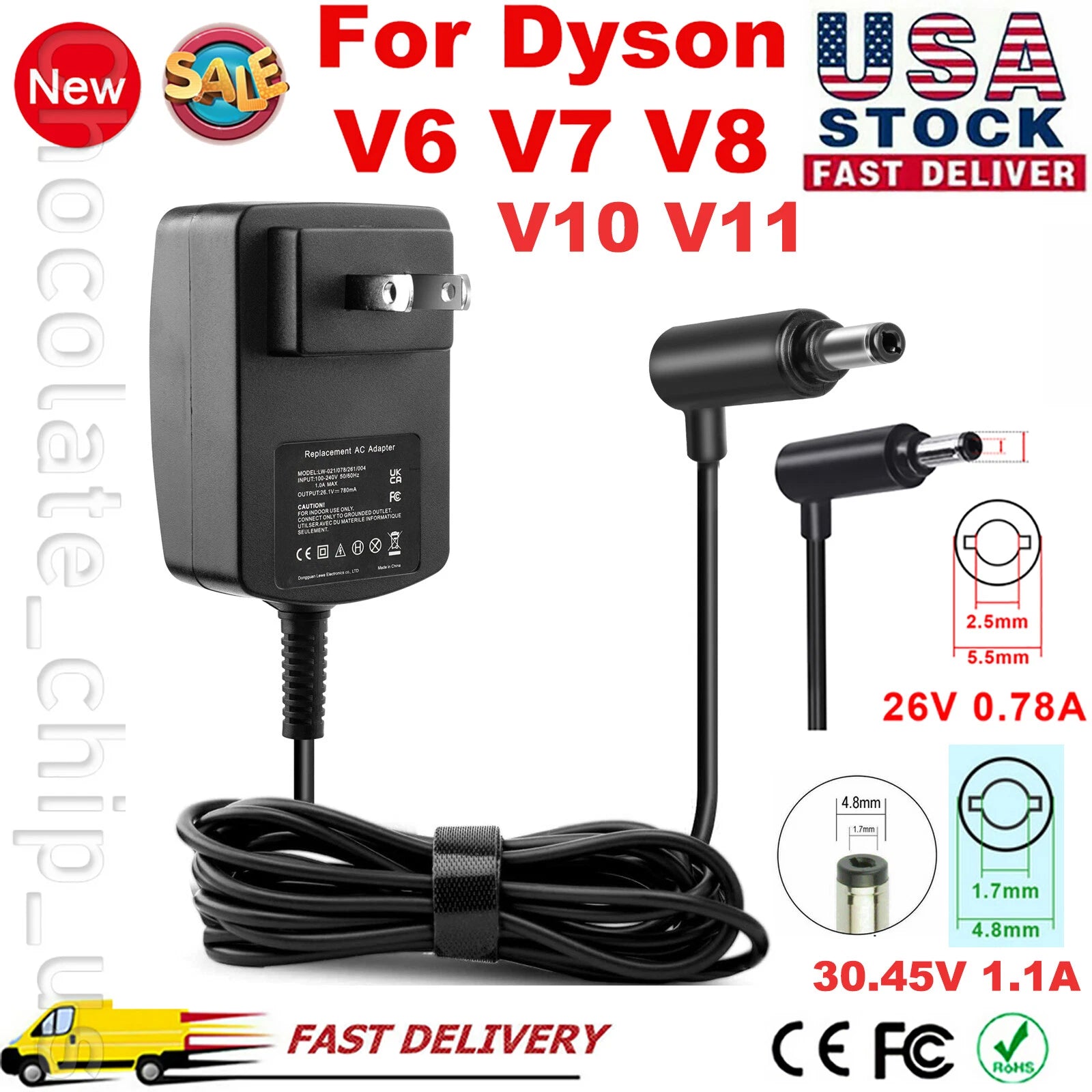 For Dyson V10 Charger Adapter V6 V7 V8 V11 SV12 Absolute Animal Vacuum Cleaner