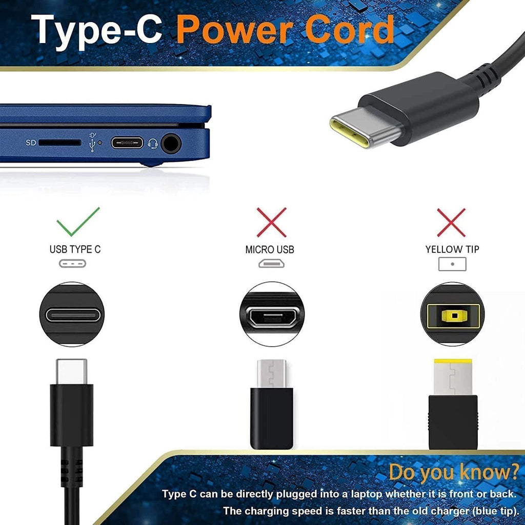 90W USB C Charger for Lenovo Legion Go/Y740S-15IMH ThinkBook 14/14p/15/16/Plus