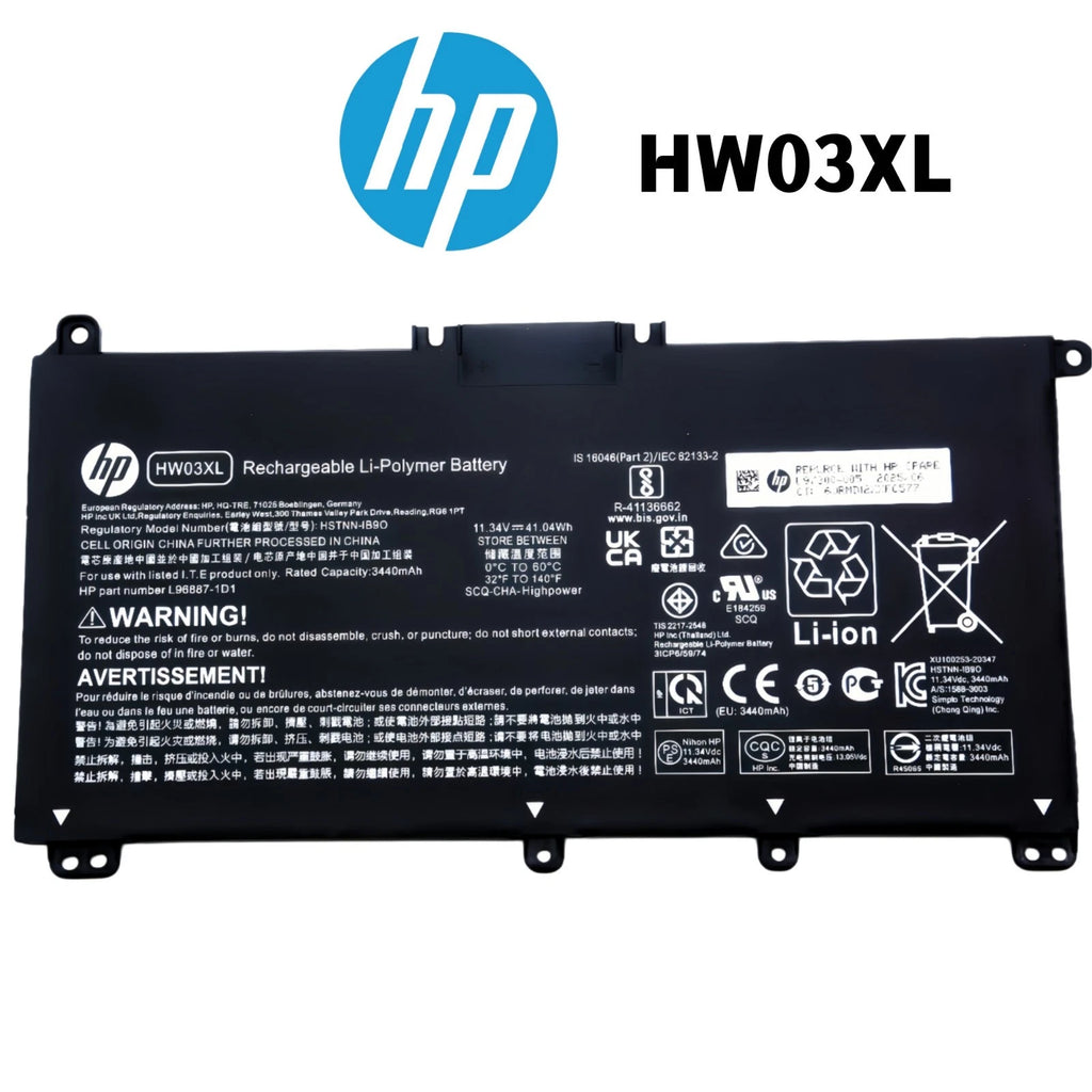 Genuine 41.04Wh HW03XL Battery For HP Pavilion 15-EG 15-EH 17-CN 17-CP HW03041XL