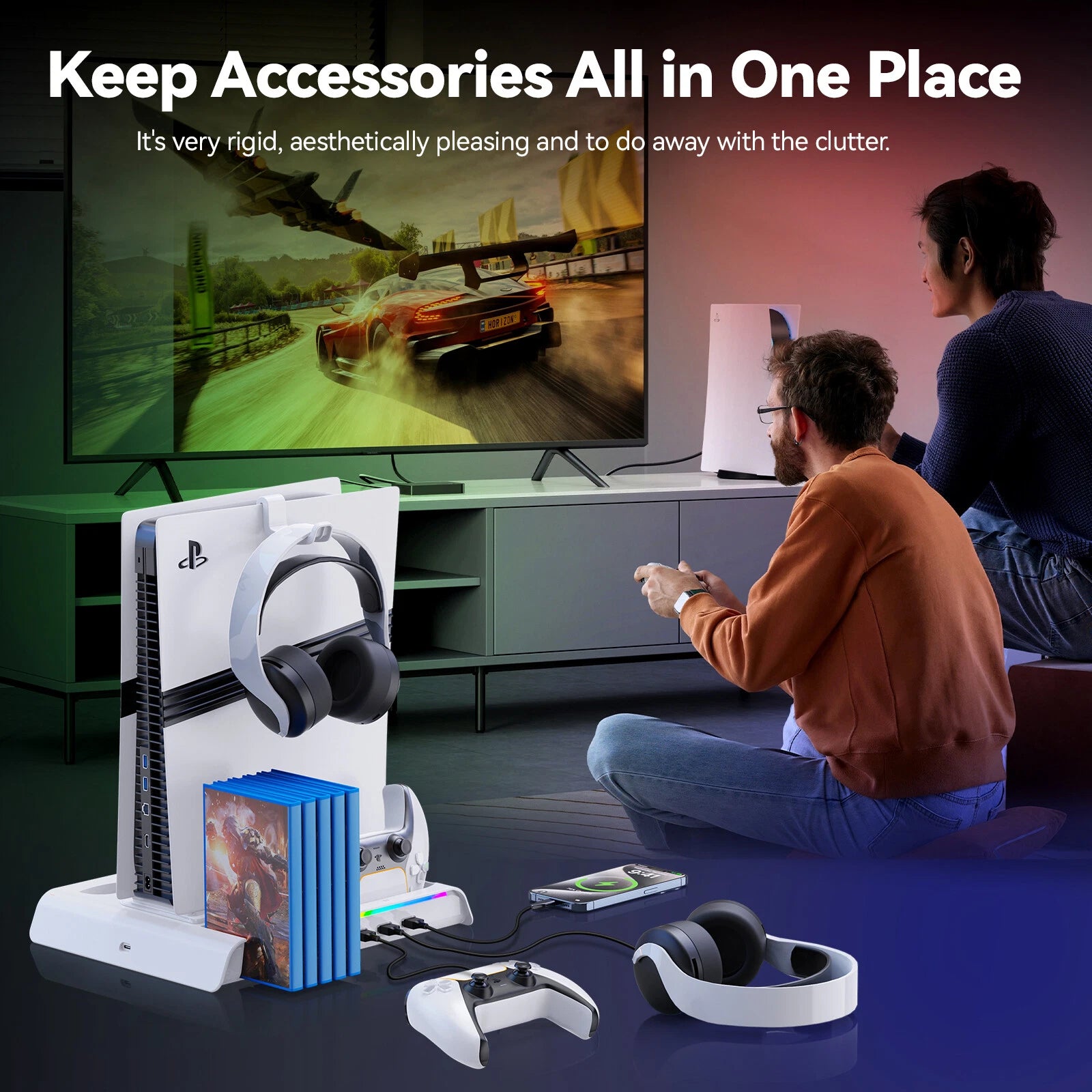 Wireless PS5 Controller Charger Cooling Fan Station for DualSense Playstation 5