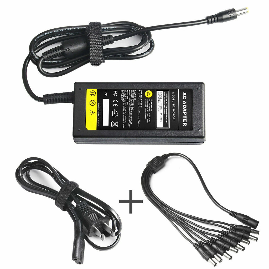12V 5A AC Power Supply Adapter +8 Split Power Cable For CCTV Security Camera DVR