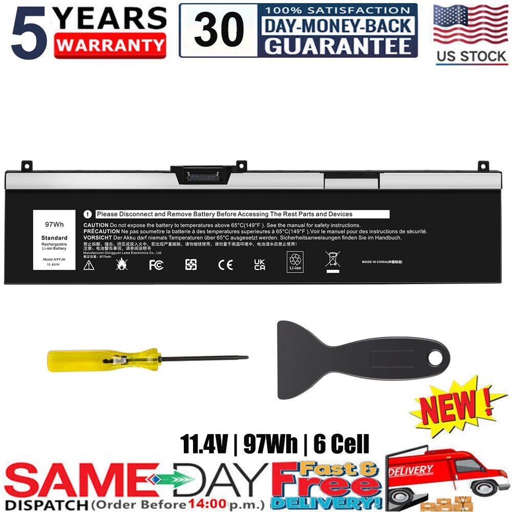 NYFJH 97Wh Laptop Battery For Dell Precision 7330 7530 7540 7730 7740 P74F P34E