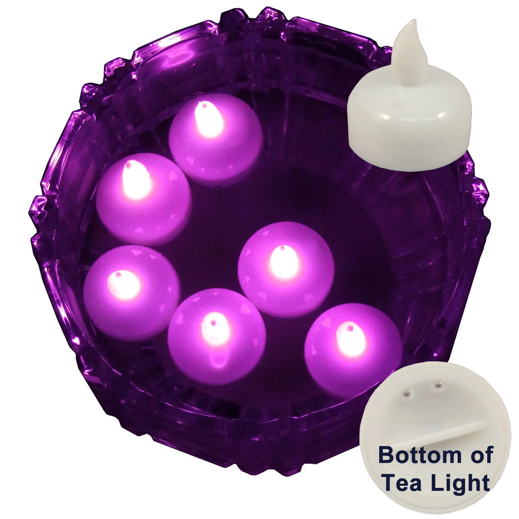 6 Flameless Floating LED tealight Candle Battery operated Pink tea lights NEW